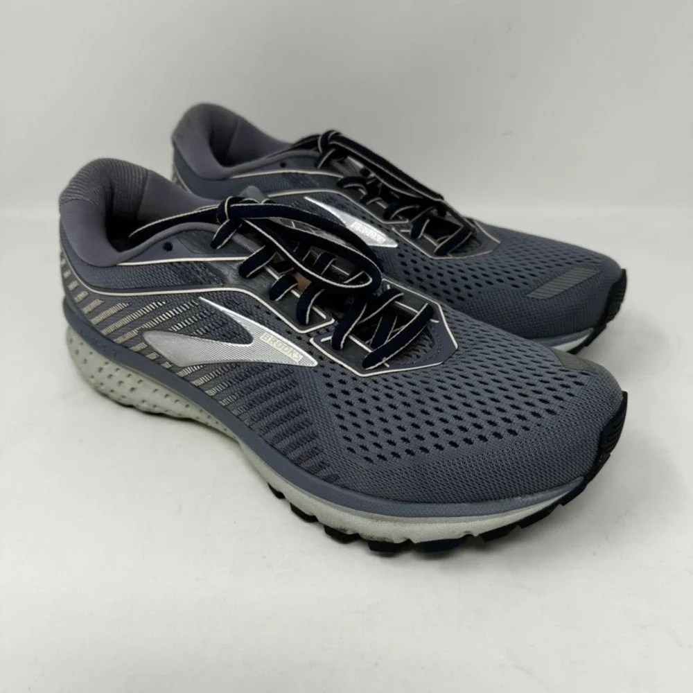 Brooks Ghost 12 Women's 8 Wide Grey Blue Running Shoes Sneakers 1202991B091